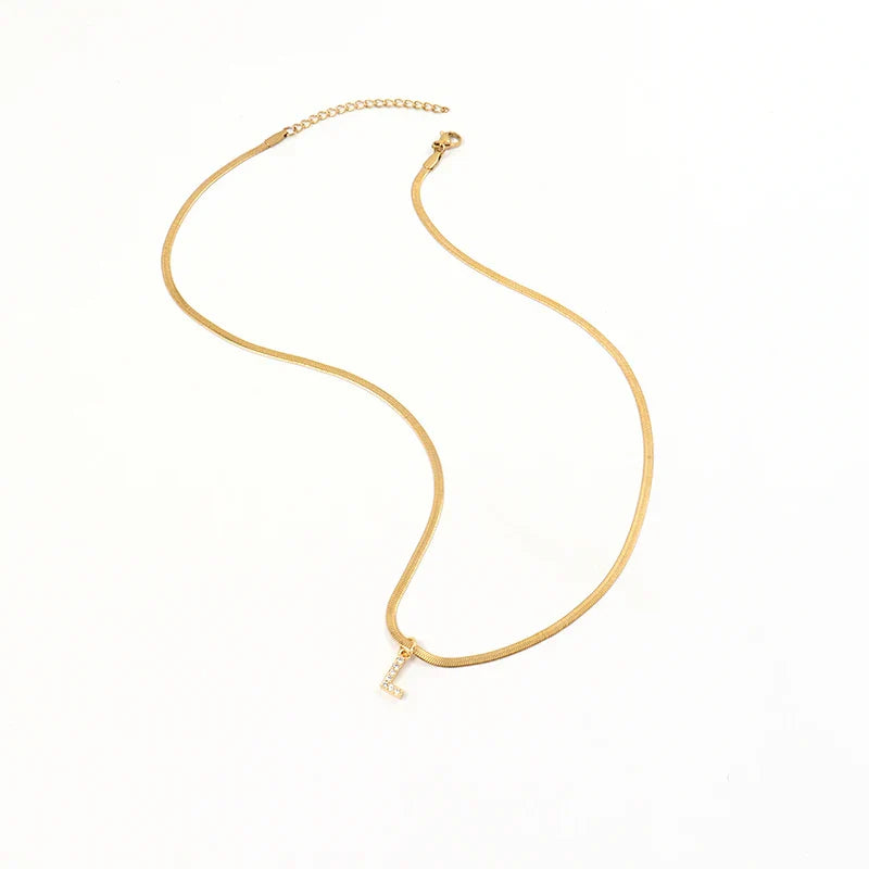Melly® Diamond Initial Herringbone Necklace