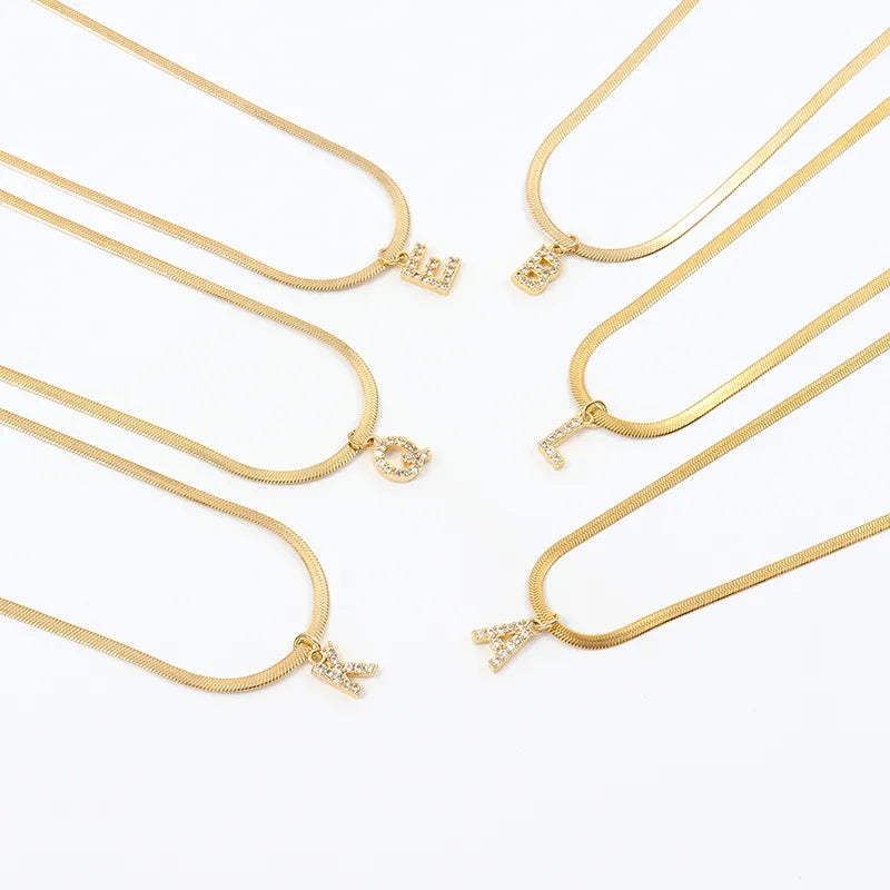 Melly® Diamond Initial Herringbone Necklace