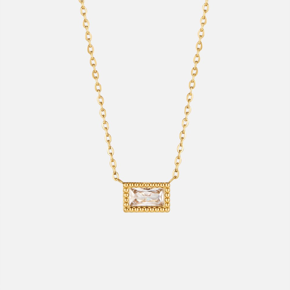 Baguette Birthstone Necklace