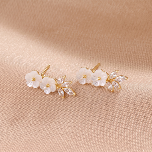 Crystal White Blossom Earrings